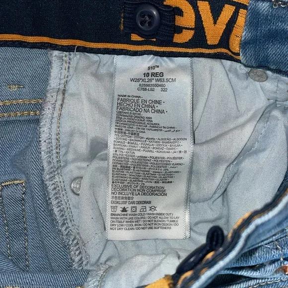 Levi's size 10 Reg.  Light Blue Jeans.  Unisex. - Picture 6 of 6